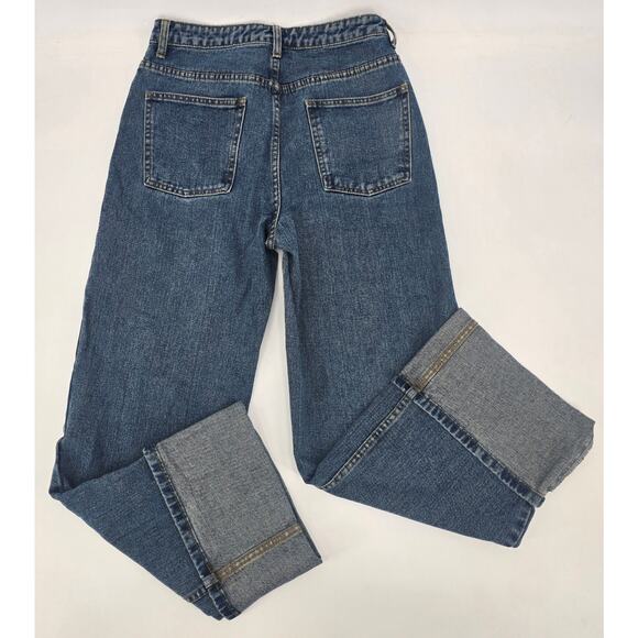 Steve Madden Romona Wide Leg Cuffed Jeans Size 27 High Rise Dark Wash - Picture 4 of 6